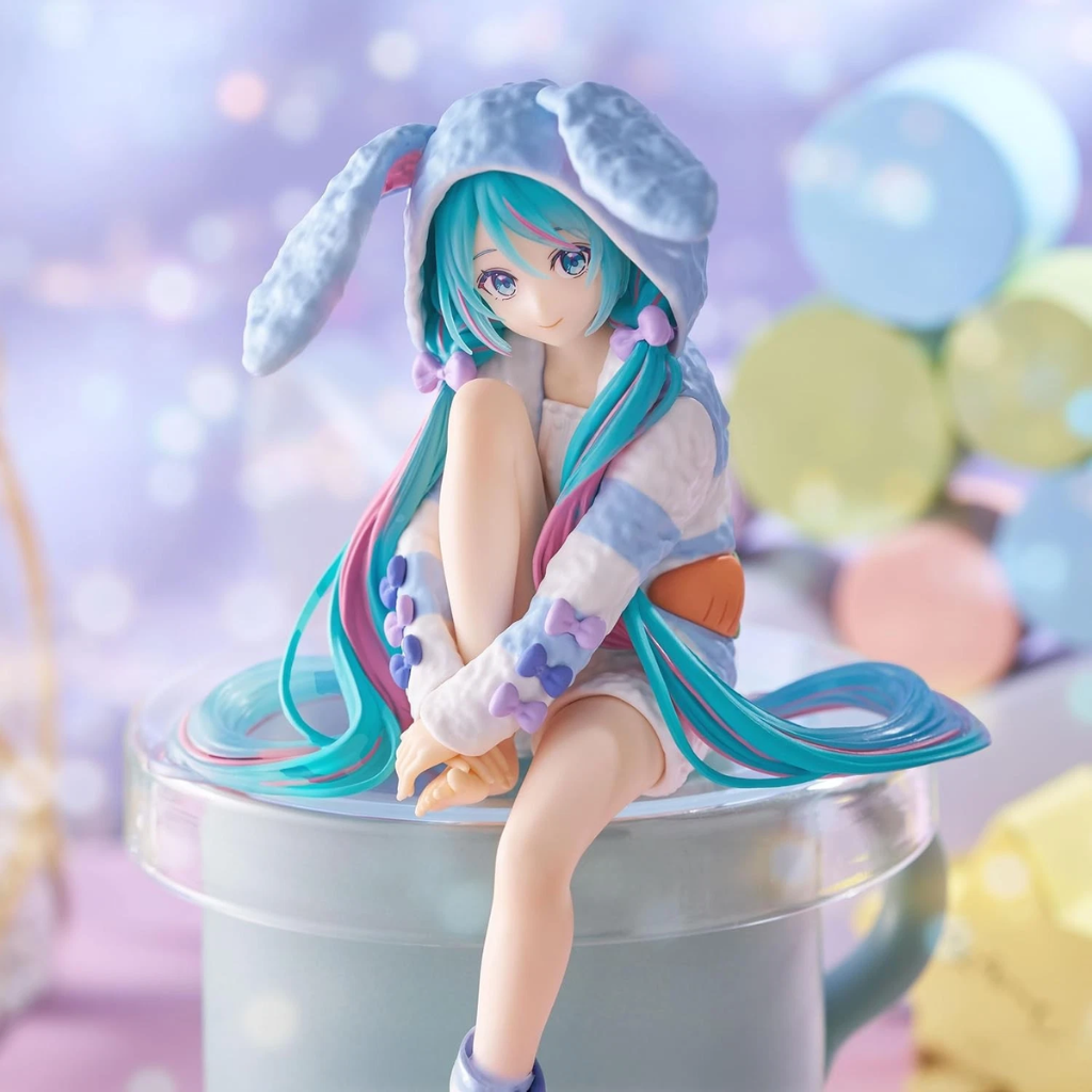 Hatsune Miku Noodle Stopper Figure Rabbit Ear Hood Pajama Blue FuRyu
