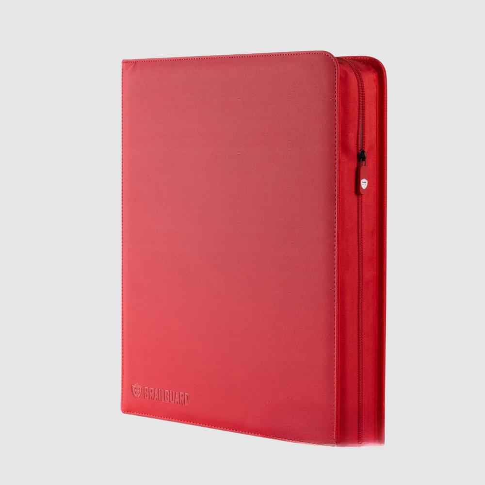 Grail Guard 9-Pocket Premium ZIP Trading Card Top Loader Binder (Red)