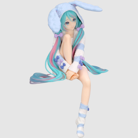Hatsune Miku Noodle Stopper Figure Rabbit Ear Hood Pajama Blue FuRyu